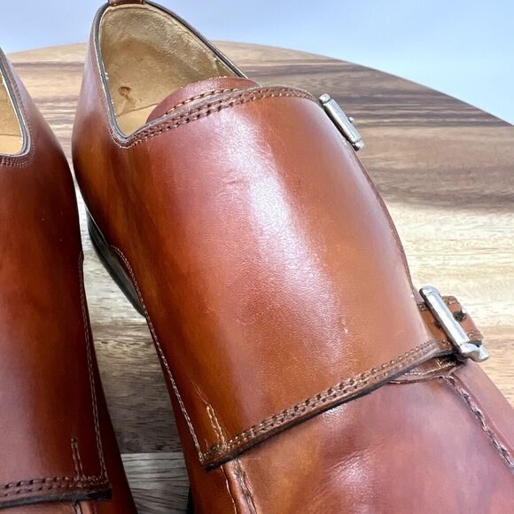 MAGNANNI PALMER Loafers Mens 9.5 M Brown Double Monk Strap Leather Made In Spain - Picture 11 of 12